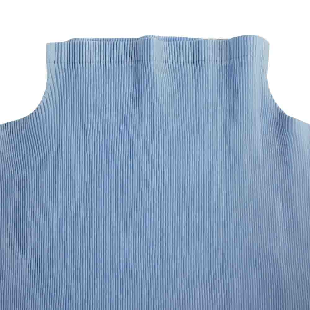 PLEATS PLEASE プリーツプリーズ イッセイミヤケ PP31-FK385 プリーツ加工 細プリーツ ボトルネック フレンチスリーブ カットソー  ブルー系 3【美品】【中古】