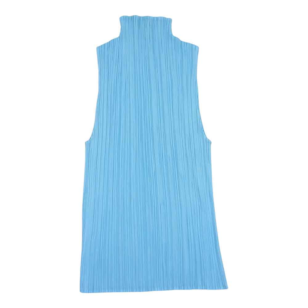 PLEATS PLEASE プリーツプリーズ イッセイミヤケ PP01-JK406 プリーツ加工 ボトルネック ノースリーブ カットソー ライトブルー系 3【美品】【中古】
