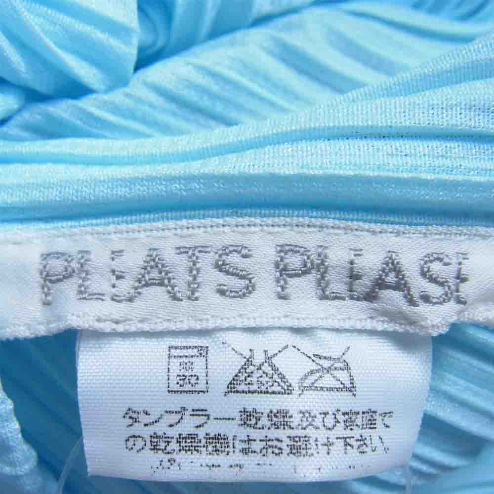 PLEATS PLEASE プリーツプリーズ イッセイミヤケ PP01-JK406 プリーツ加工 ボトルネック ノースリーブ カットソー ライトブルー系 3【美品】【中古】