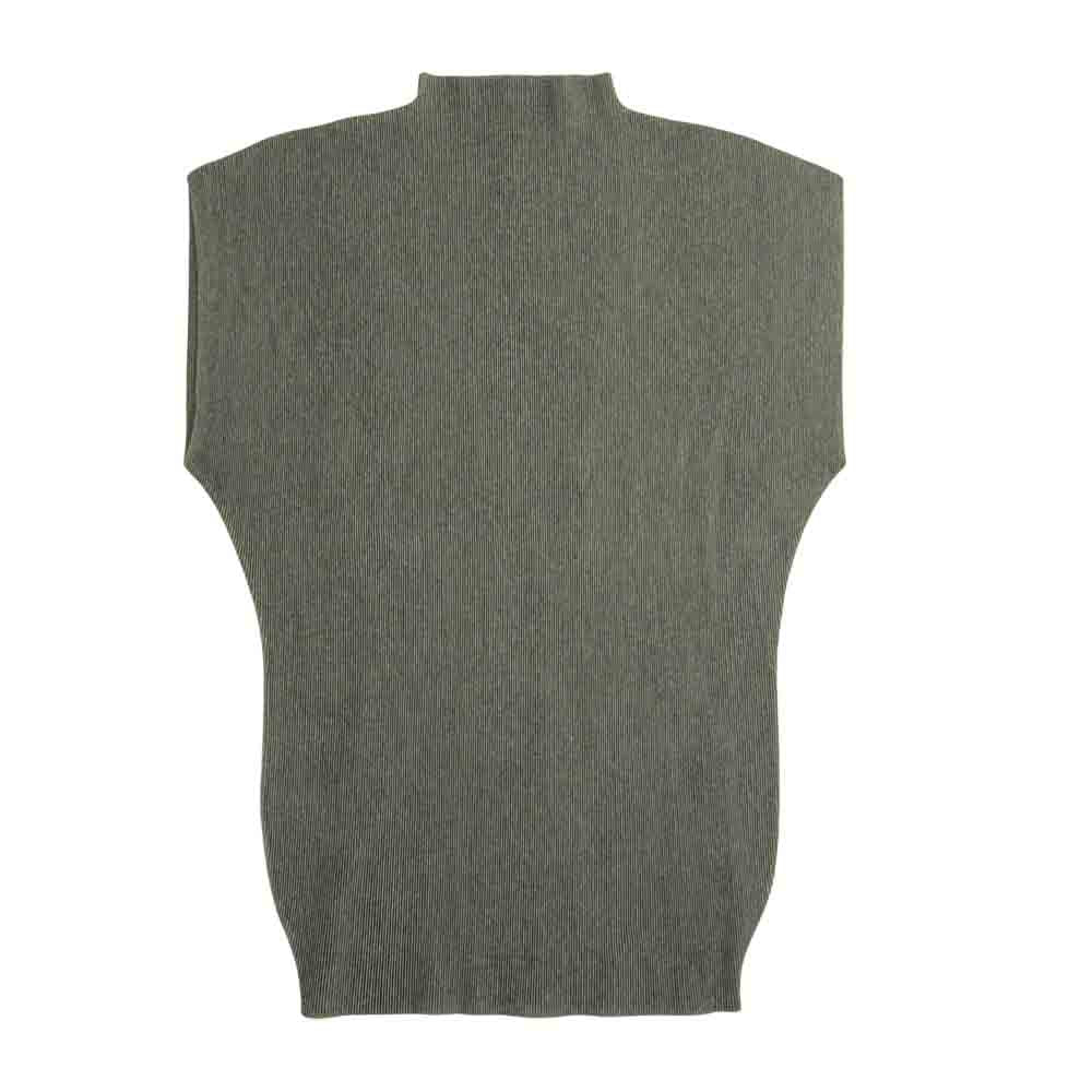 PLEATS PLEASE プリーツプリーズ イッセイミヤケ PP19-JK213 プリーツ加工 細プリーツ ボトルネック フレンチスリーブ カットソー グレー グレー系 3【美品】【中古】