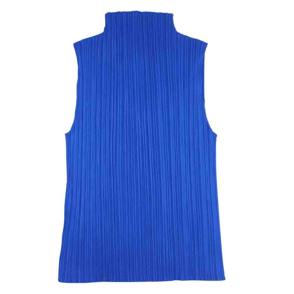 PLEATS PLEASE プリーツプリーズ イッセイミヤケ PP87-JK663 プリーツ加工 ボトルネック ノースリーブ カットソー ブルー系 3【美品】【中古】
