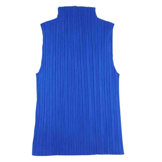 PLEATS PLEASE プリーツプリーズ イッセイミヤケ PP87-JK663 プリーツ加工 ボトルネック ノースリーブ カットソー ブルー系 3【美品】【中古】