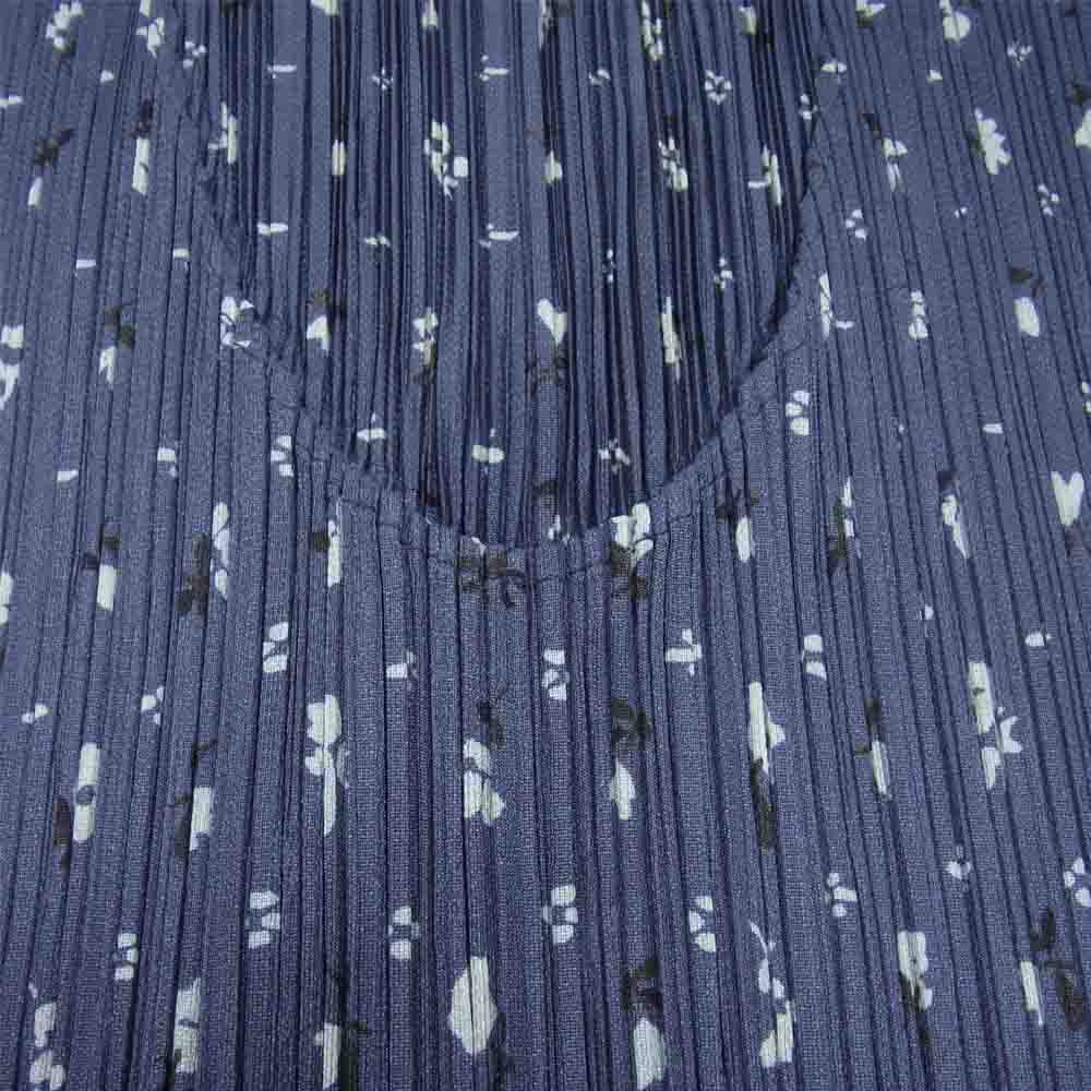 PLEATS PLEASE プリーツプリーズ イッセイミヤケ PP71-JK500 プリーツ加工 花柄 フラワー ノースリーブ カットソー グレー系 3【美品】【中古】