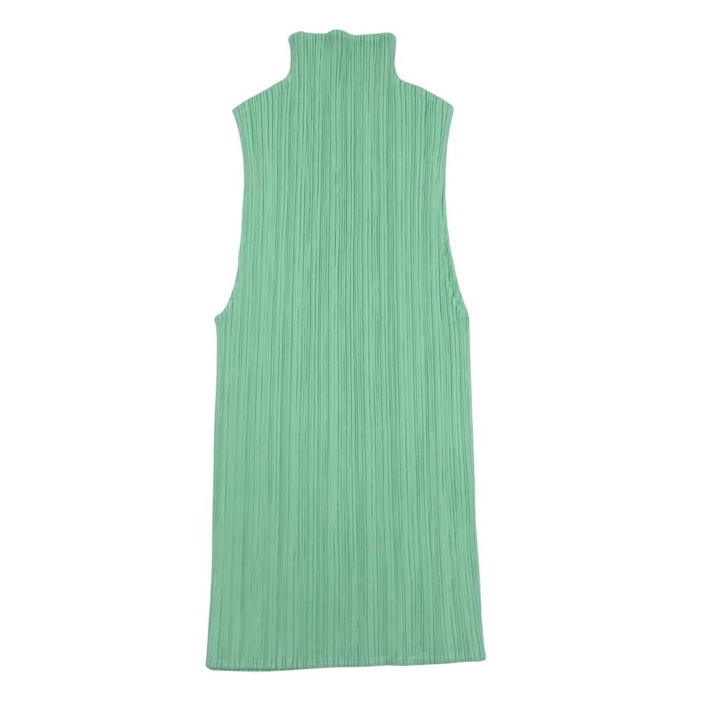 PLEATS PLEASE プリーツプリーズ イッセイミヤケ PP01-JK406 プリーツ加工 ボトルネック ノースリーブ カットソー ライトグリーン系 3【美品】【中古】