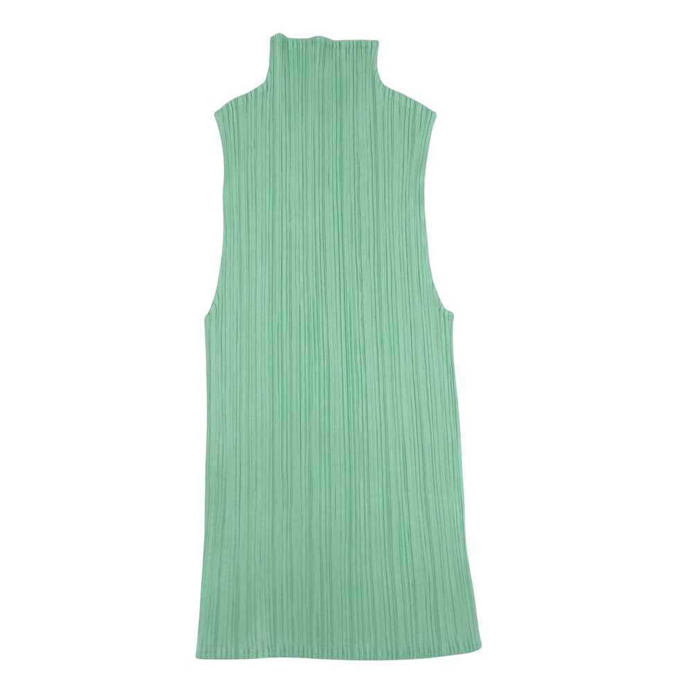 PLEATS PLEASE プリーツプリーズ イッセイミヤケ PP01-JK406 プリーツ加工 ボトルネック ノースリーブ カットソー ライトグリーン系 3【美品】【中古】