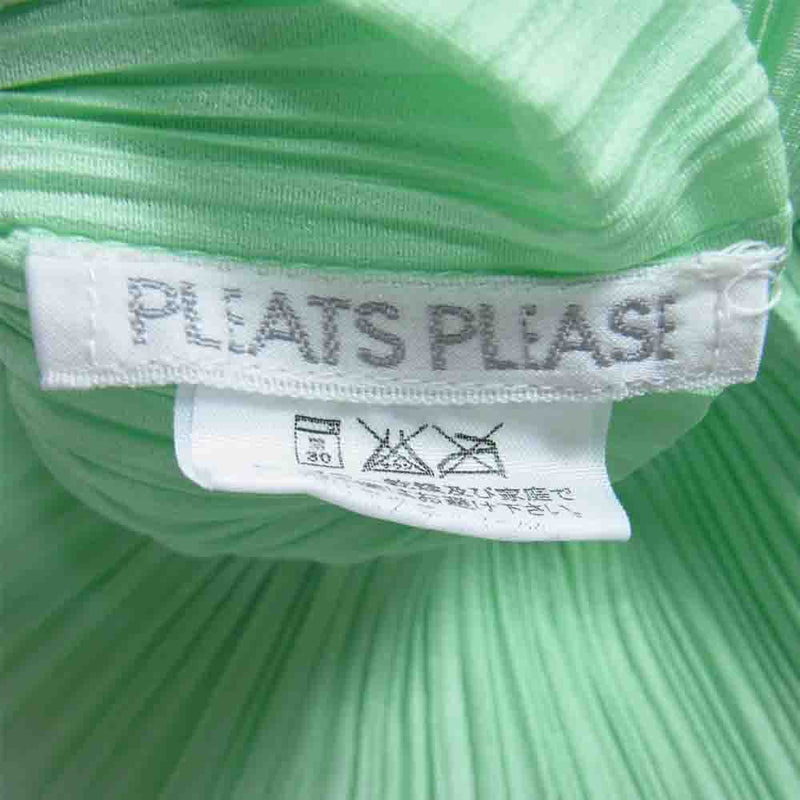 PLEATS PLEASE プリーツプリーズ イッセイミヤケ PP01-JK406 プリーツ加工 ボトルネック ノースリーブ カットソー  ライトグリーン系 3【美品】【中古】