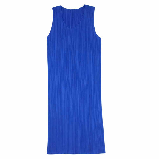 PLEATS PLEASE プリーツプリーズ イッセイミヤケ PP61-JH319 プリーツ加工 ノースリーブ ロング カットソー ブルー系 3【美品】【中古】