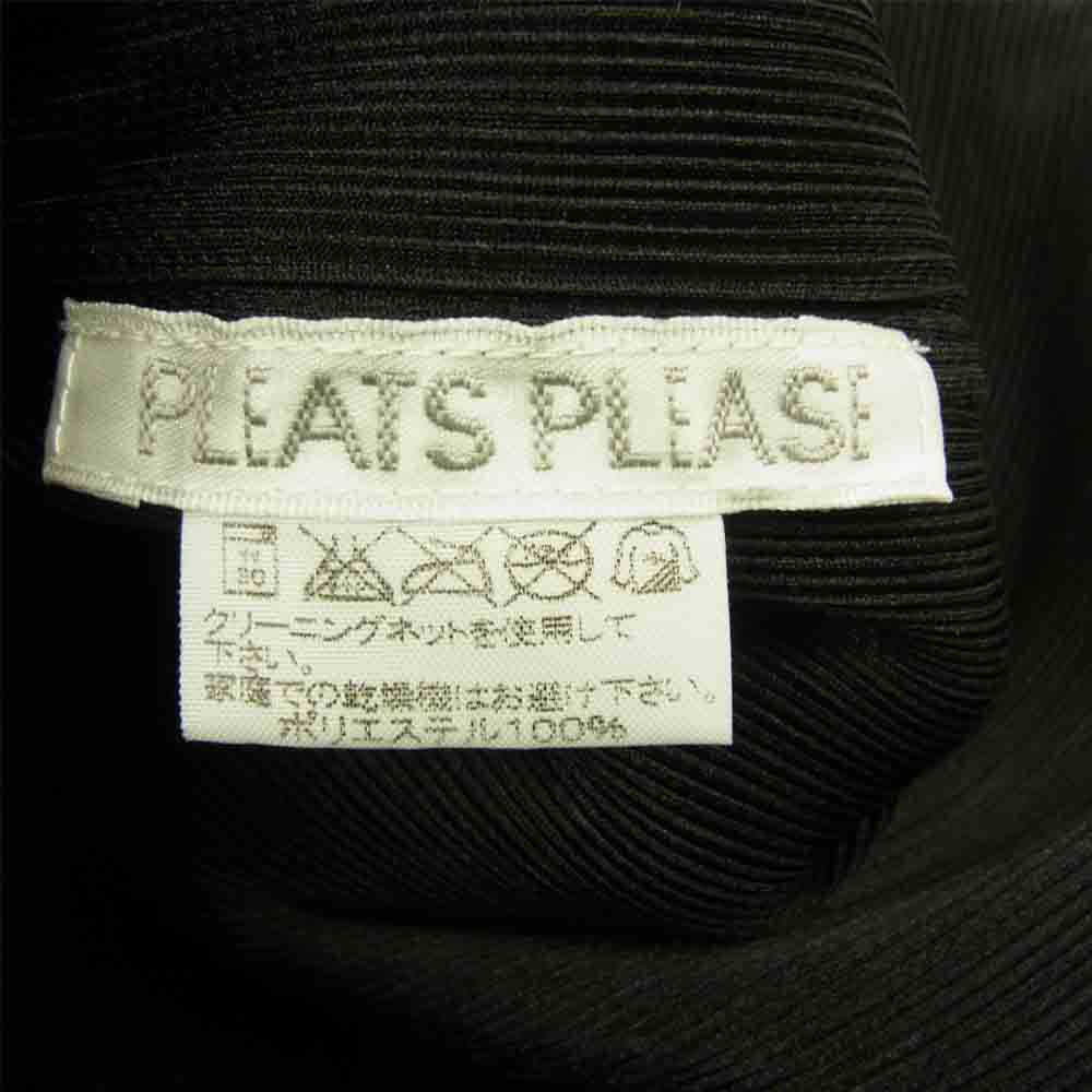 PLEATS PLEASE プリーツプリーズ イッセイミヤケ PP21-FK002 プリーツ加工 細プリーツ ボルトネック フリンジ フレンチスリーブ カットソー 黒 ブラック系 3【美品】【中古】