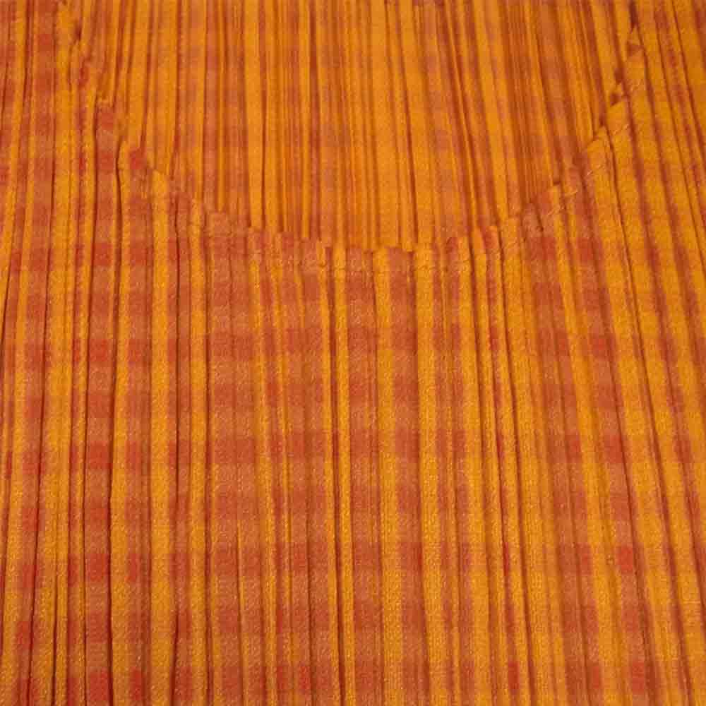 PLEATS PLEASE プリーツプリーズ イッセイミヤケ PP72--JK402 プリーツ加工 チェック柄 カットソー 長袖 オレンジ系 3【美品】【中古】