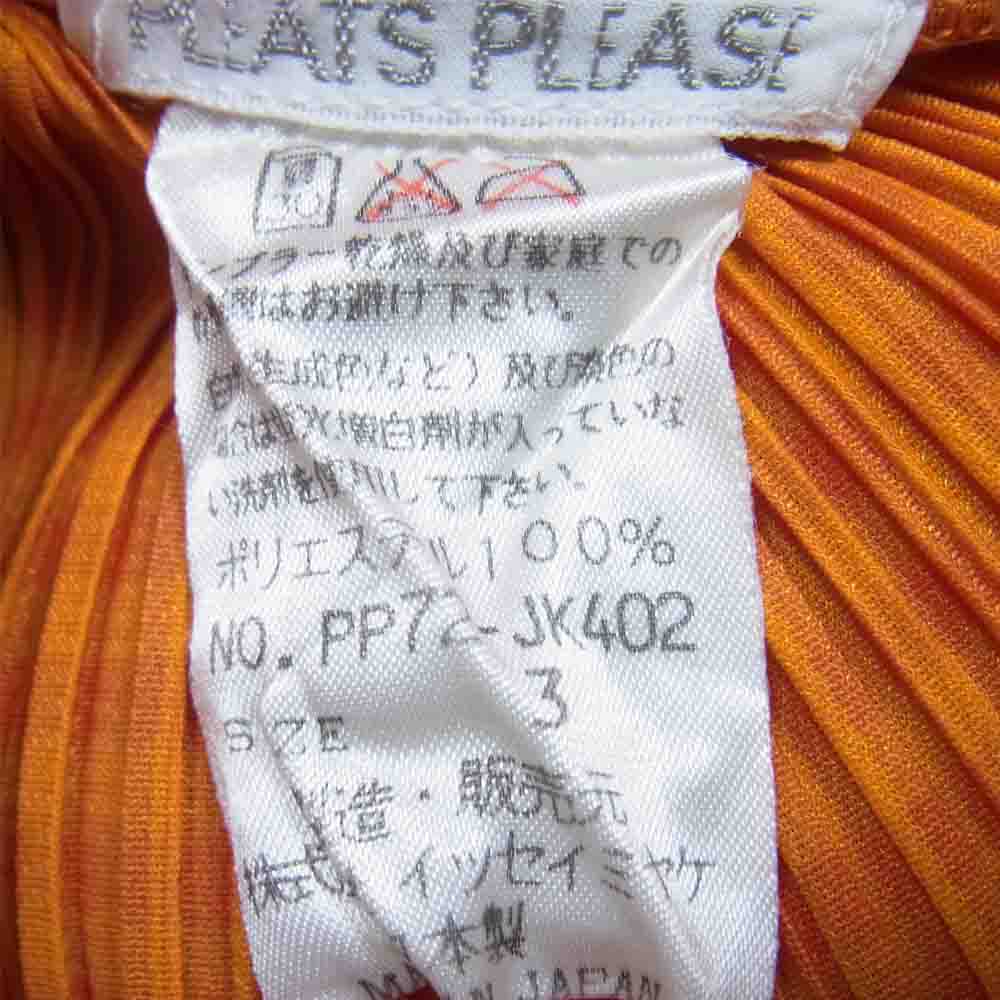 PLEATS PLEASE プリーツプリーズ イッセイミヤケ PP72--JK402 プリーツ加工 チェック柄 カットソー 長袖 オレンジ系 3【美品】【中古】