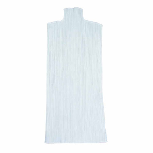 PLEATS PLEASE プリーツプリーズ イッセイミヤケ PP62-JK303 プリーツ加工 ボトルネック フレンチスリーブ スリット ロング カットソー ホワイト系 F【美品】【中古】