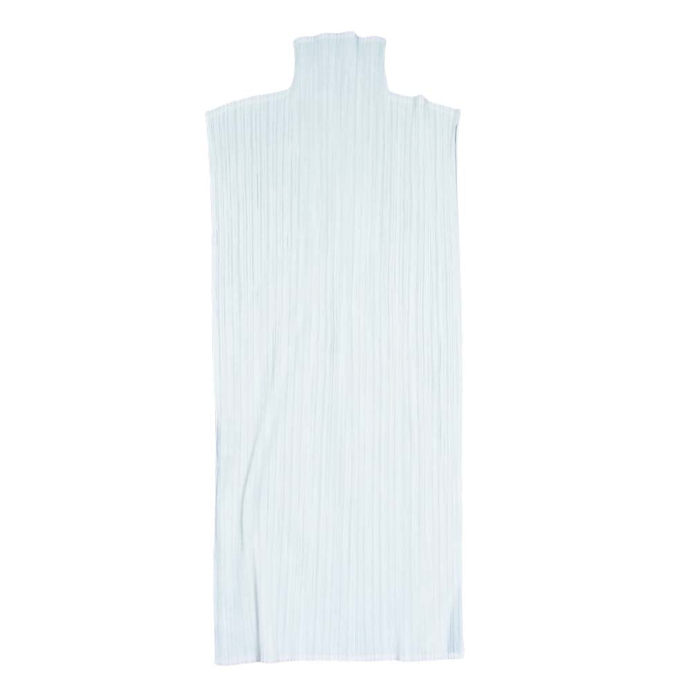PLEATS PLEASE プリーツプリーズ イッセイミヤケ PP62-JK303 プリーツ加工 ボトルネック フレンチスリーブ スリット ロング カットソー ホワイト系 F【美品】【中古】