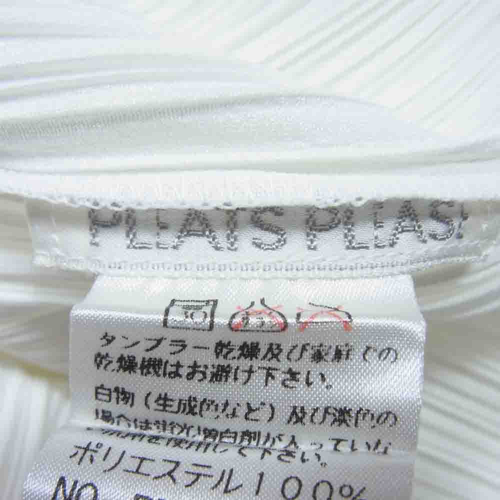 PLEATS PLEASE プリーツプリーズ イッセイミヤケ PP62-JK303 プリーツ加工 ボトルネック フレンチスリーブ スリット ロング カットソー ホワイト系 F【美品】【中古】
