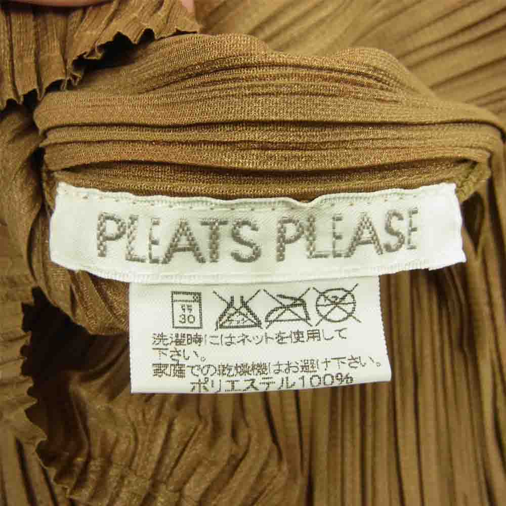 PLEATS PLEASE プリーツプリーズ イッセイミヤケ グラデーションプリーツ加工 オフショルダー カットソー ブラウン ブラウン系 3【美品】【中古】