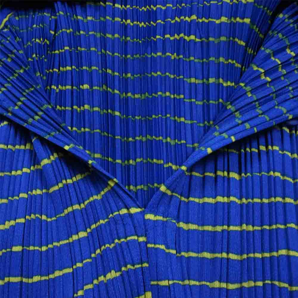 PLEATS PLEASE プリーツプリーズ イッセイミヤケ PP96-JK083 プリーツ加工 ボーダー セーラーカラー ブラウス ブルー系 3【美品】【中古】