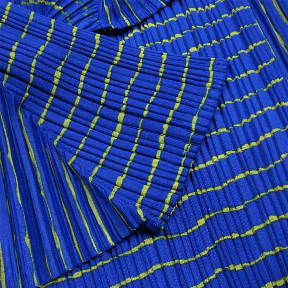 PLEATS PLEASE プリーツプリーズ イッセイミヤケ PP96-JK083 プリーツ加工 ボーダー セーラーカラー ブラウス ブルー系 3【美品】【中古】
