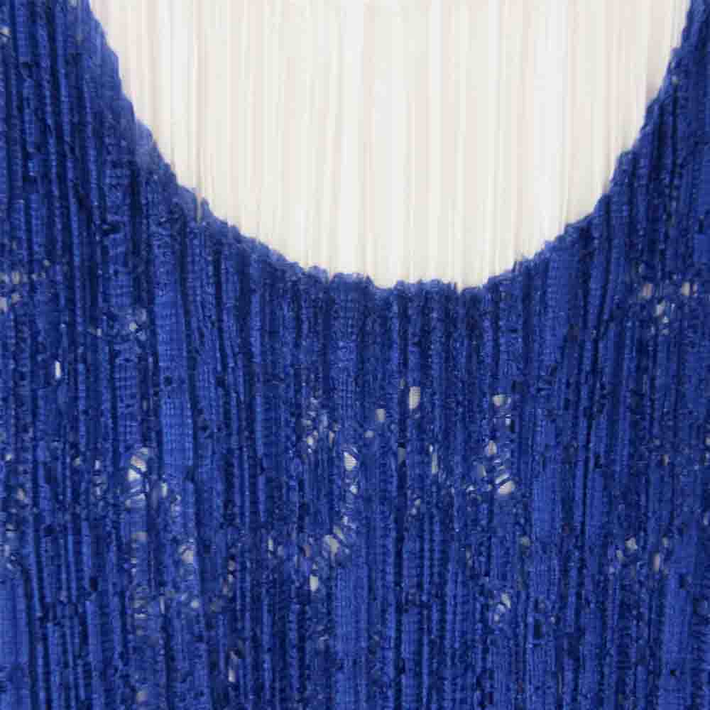 PLEATS PLEASE プリーツプリーズ イッセイミヤケ PP31-JK642 プリーツ加工 レースフロント バイカラー カットソー 青 ブルー系 2【美品】【中古】