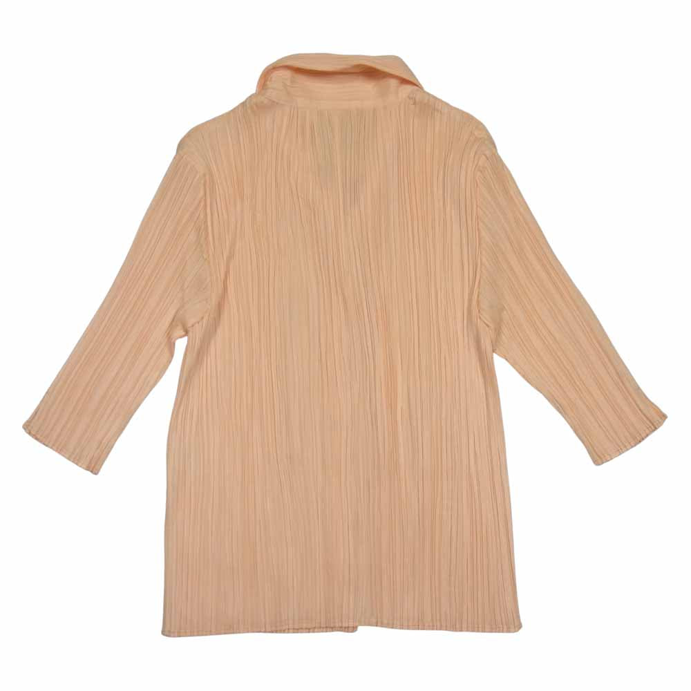 PLEATS PLEASE プリーツプリーズ イッセイミヤケ PP21-JJ404 プリーツ加工 五分袖 ブラウス オレンジ系 3【美品】【中古】