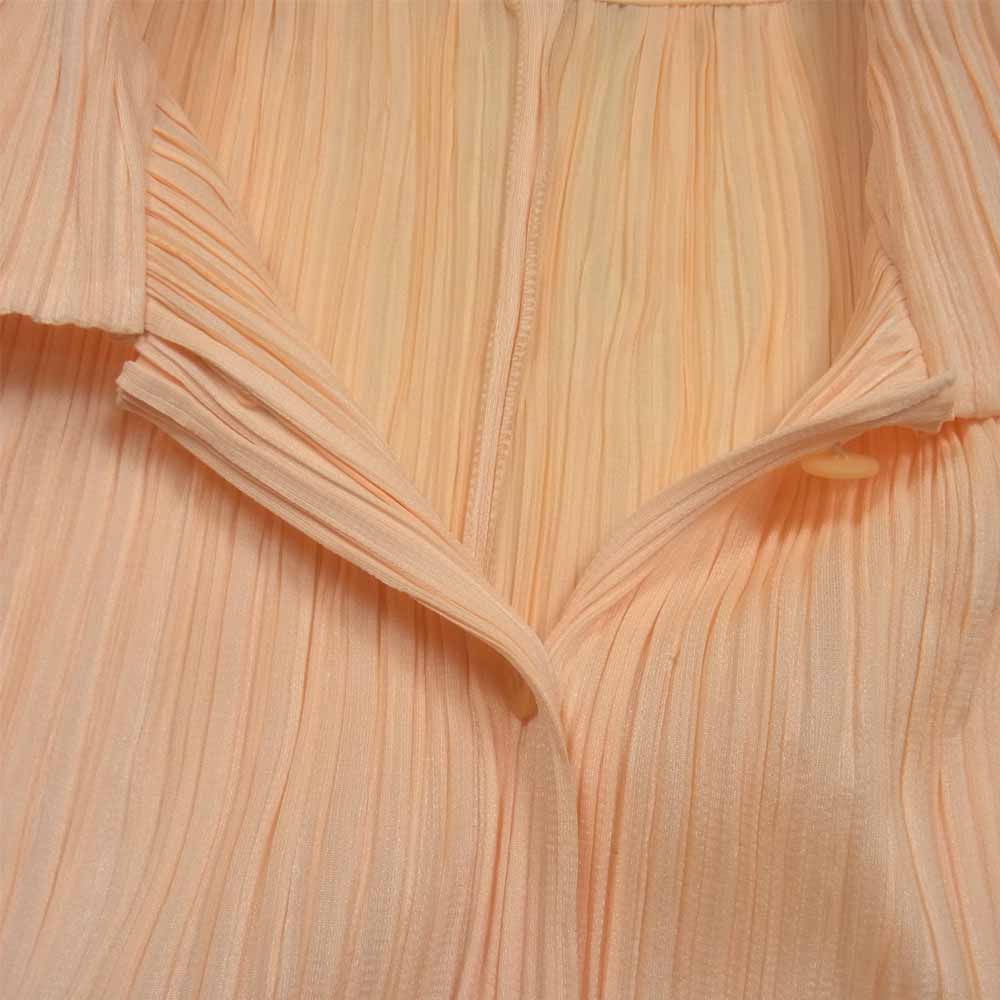 PLEATS PLEASE プリーツプリーズ イッセイミヤケ PP21-JJ404 プリーツ加工 五分袖 ブラウス オレンジ系 3【美品】【中古】