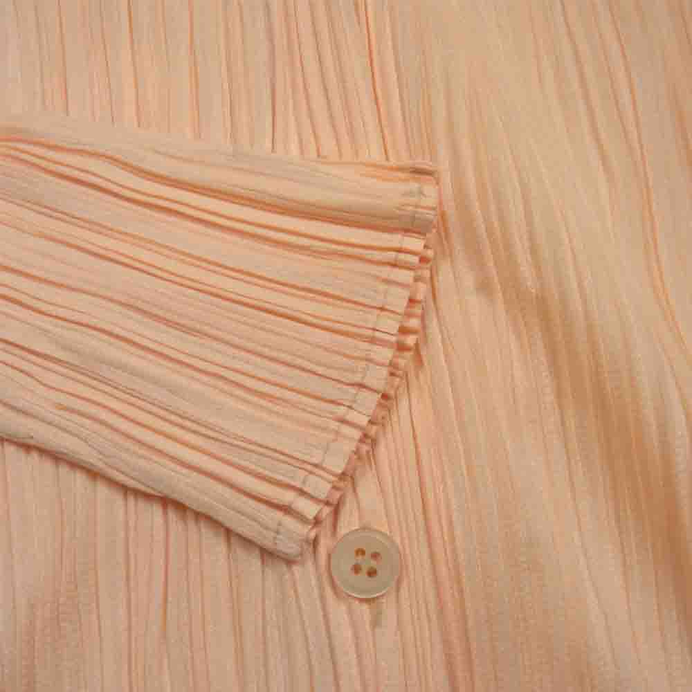 PLEATS PLEASE プリーツプリーズ イッセイミヤケ PP21-JJ404 プリーツ加工 五分袖 ブラウス オレンジ系 3【美品】【中古】
