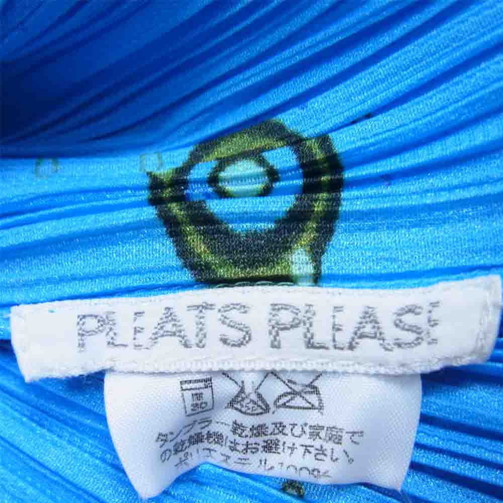 PLEATS PLEASE プリーツプリーズ イッセイミヤケ PP02-JK105 プリーツ加工 バブル柄 ボトルネック カットソー 長袖 ブルー系 3【美品】【中古】