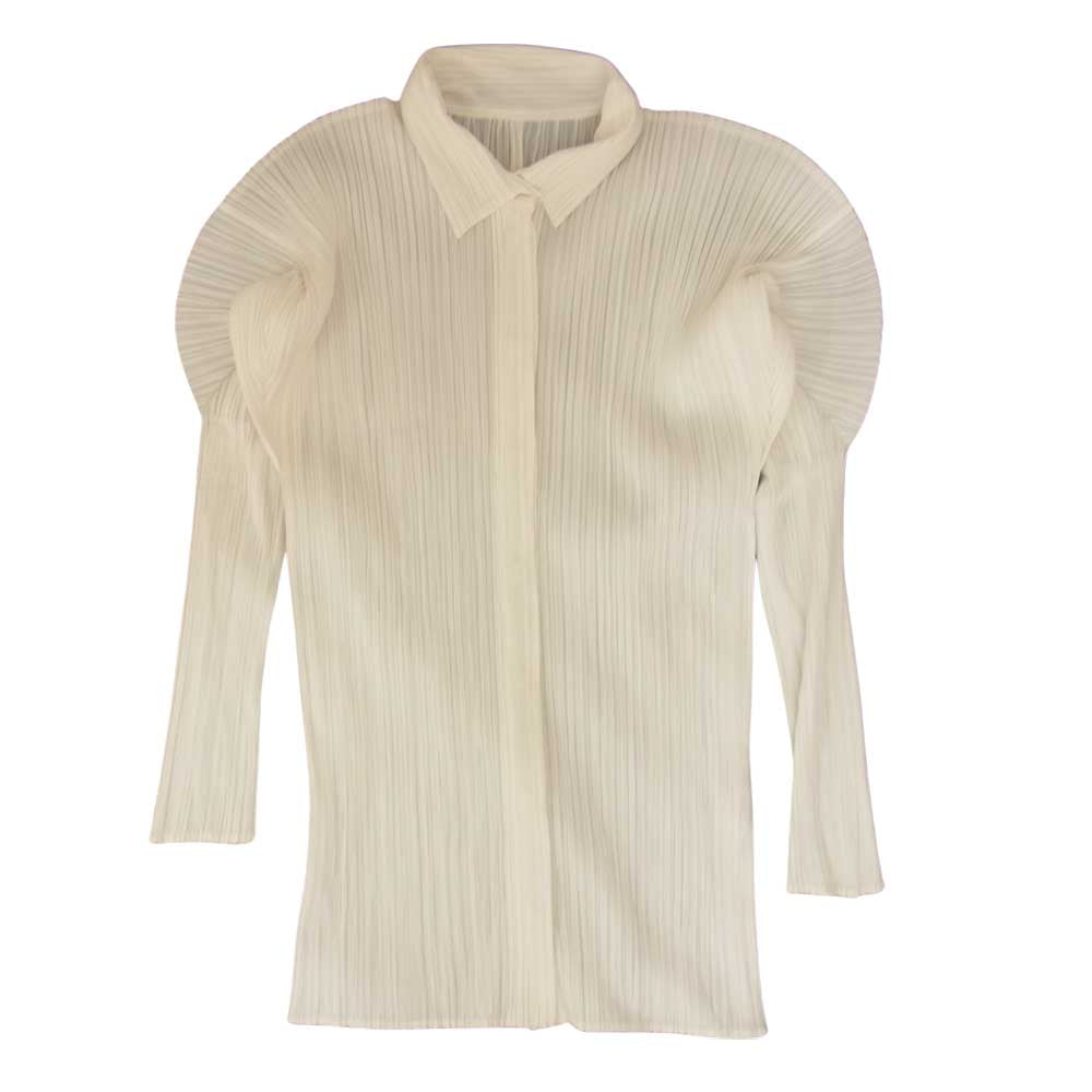 PLEATS PLEASE プリーツプリーズ イッセイミヤケ PP91-JK053 プリーツ加工  シャツ ブラウス 長袖 白 ホワイト系 3【美品】【中古】
