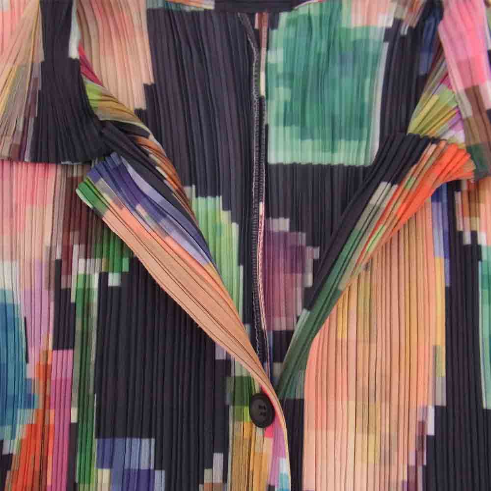 PLEATS PLEASE プリーツプリーズ イッセイミヤケ PP71-JK424 プリーツ加工 総柄 マルチカラー ロング シャツ ブラウス 長袖  マルチカラー系 3【美品】【中古】