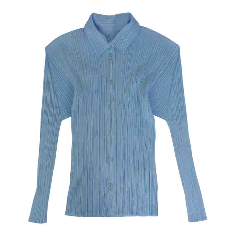 PLEATS PLEASE プリーツプリーズ イッセイミヤケ PP12-JJ301 プリーツ加工 シャツ ブラウス 水色 ライトブルー系 3【美品】【中古】