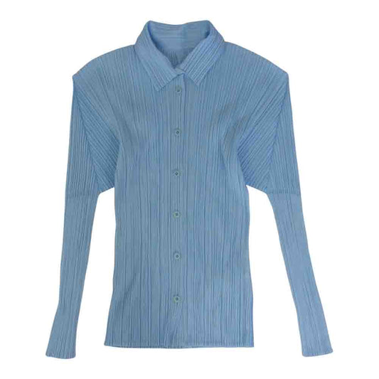 PLEATS PLEASE プリーツプリーズ イッセイミヤケ PP12-JJ301 プリーツ加工 シャツ ブラウス 水色 ライトブルー系 3【美品】【中古】