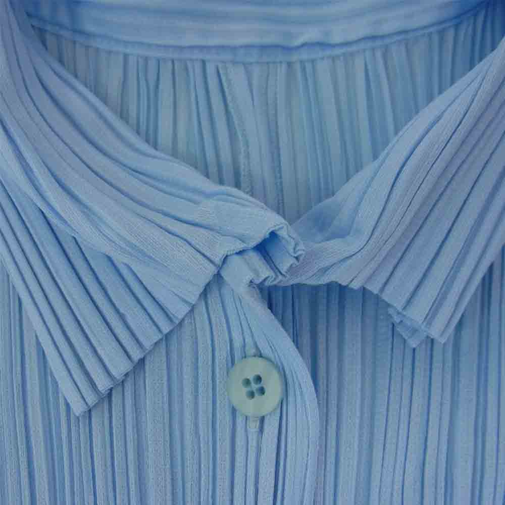 PLEATS PLEASE プリーツプリーズ イッセイミヤケ PP12-JJ301 プリーツ加工 シャツ ブラウス 水色 ライトブルー系 3【美品】【中古】