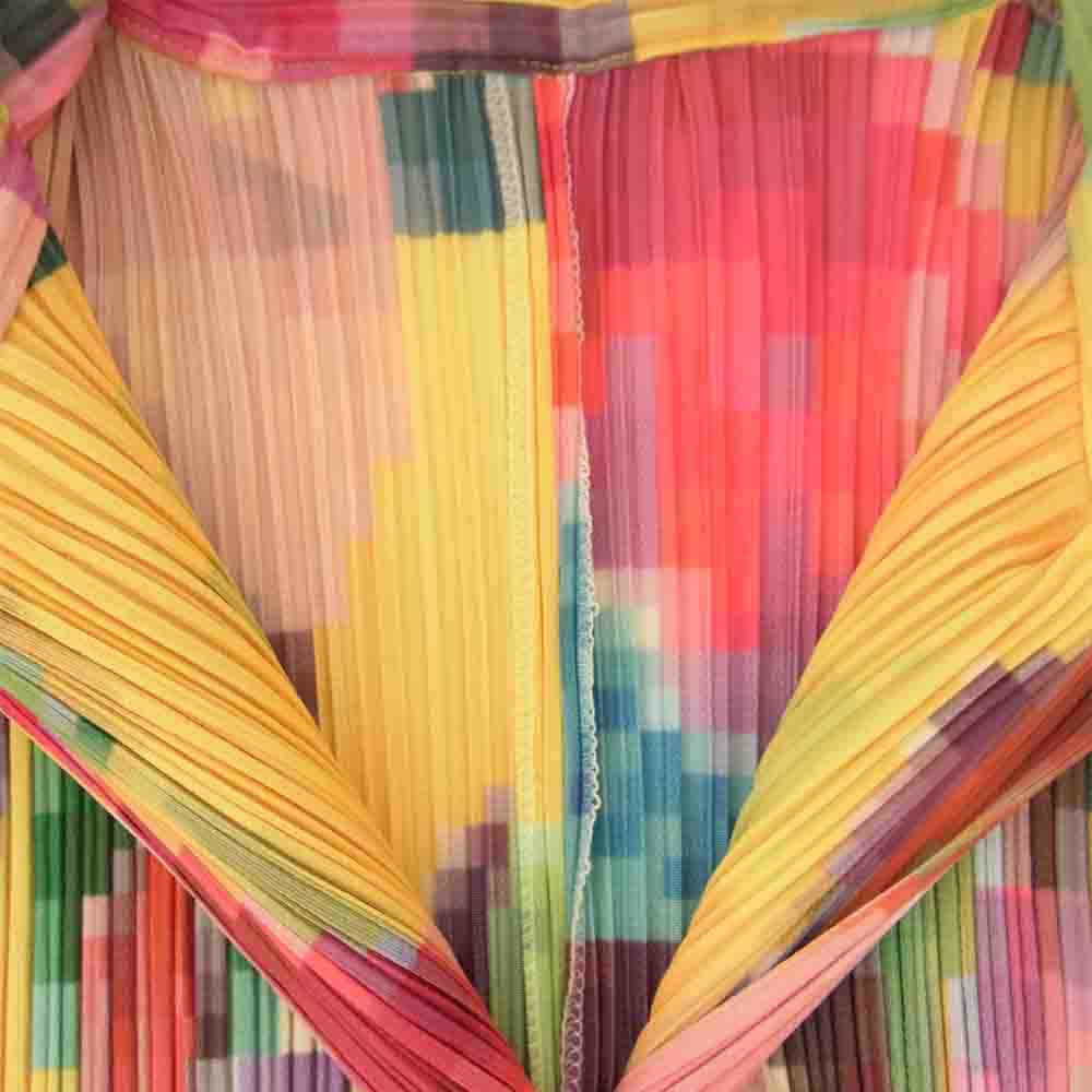 PLEATS PLEASE プリーツプリーズ イッセイミヤケ PP71-JK425 プリーツ加工 総柄 マルチカラー ロング シャツ ブラウス 長袖 マルチカラー系 3【美品】【中古】