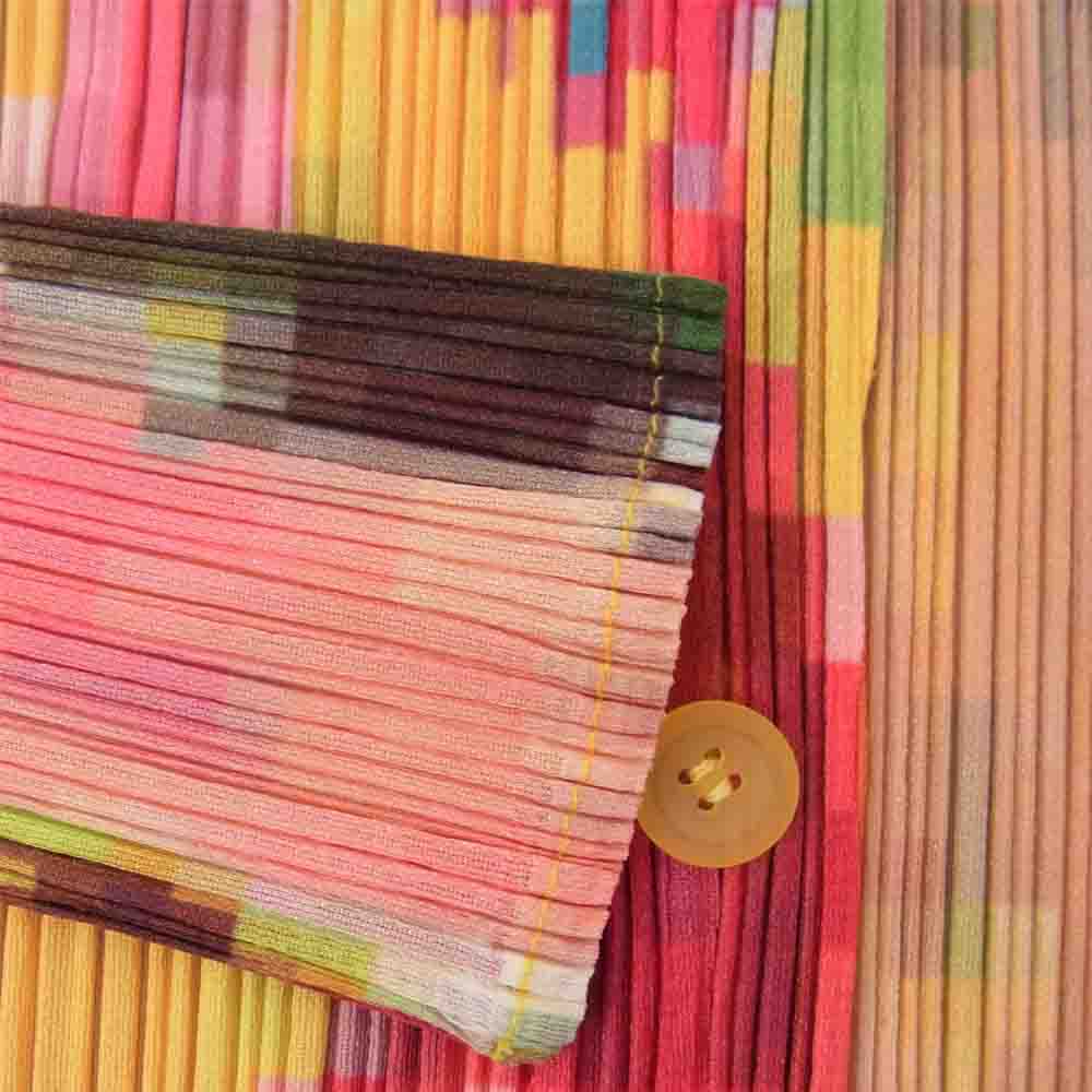 PLEATS PLEASE プリーツプリーズ イッセイミヤケ PP71-JK425 プリーツ加工 総柄 マルチカラー ロング シャツ ブラウス 長袖 マルチカラー系 3【美品】【中古】