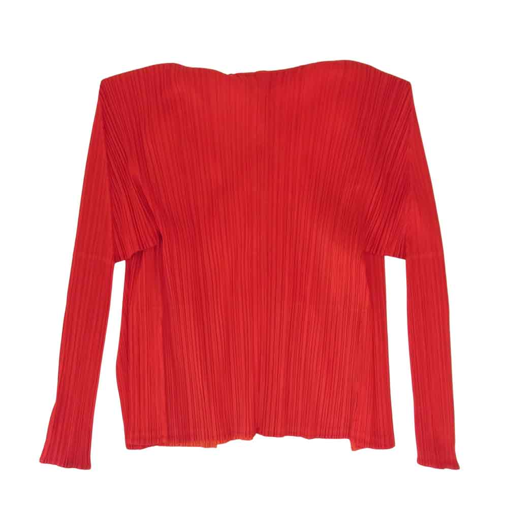 PLEATS PLEASE プリーツプリーズ イッセイミヤケ PP14-JD665 プリーツ加工 レイヤード カーディガン 赤 レッド系 3【美品】【中古】