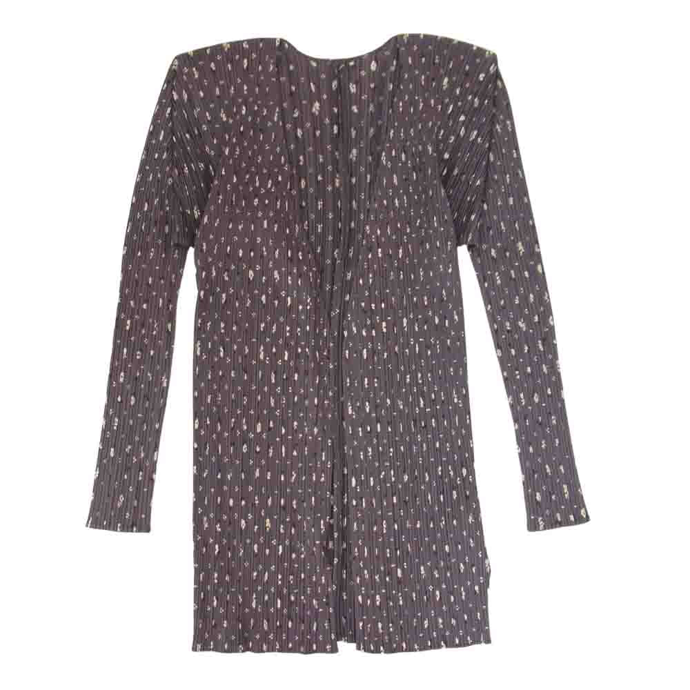 PLEATS PLEASE プリーツプリーズ イッセイミヤケ PP71-JO507 プリーツ加工 花柄 フラワー カーディガン グレー グレー系 3【美品】【中古】