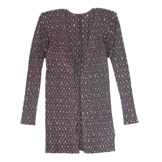 PLEATS PLEASE プリーツプリーズ イッセイミヤケ PP71-JO507 プリーツ加工 花柄 フラワー カーディガン グレー グレー系 3【美品】【中古】