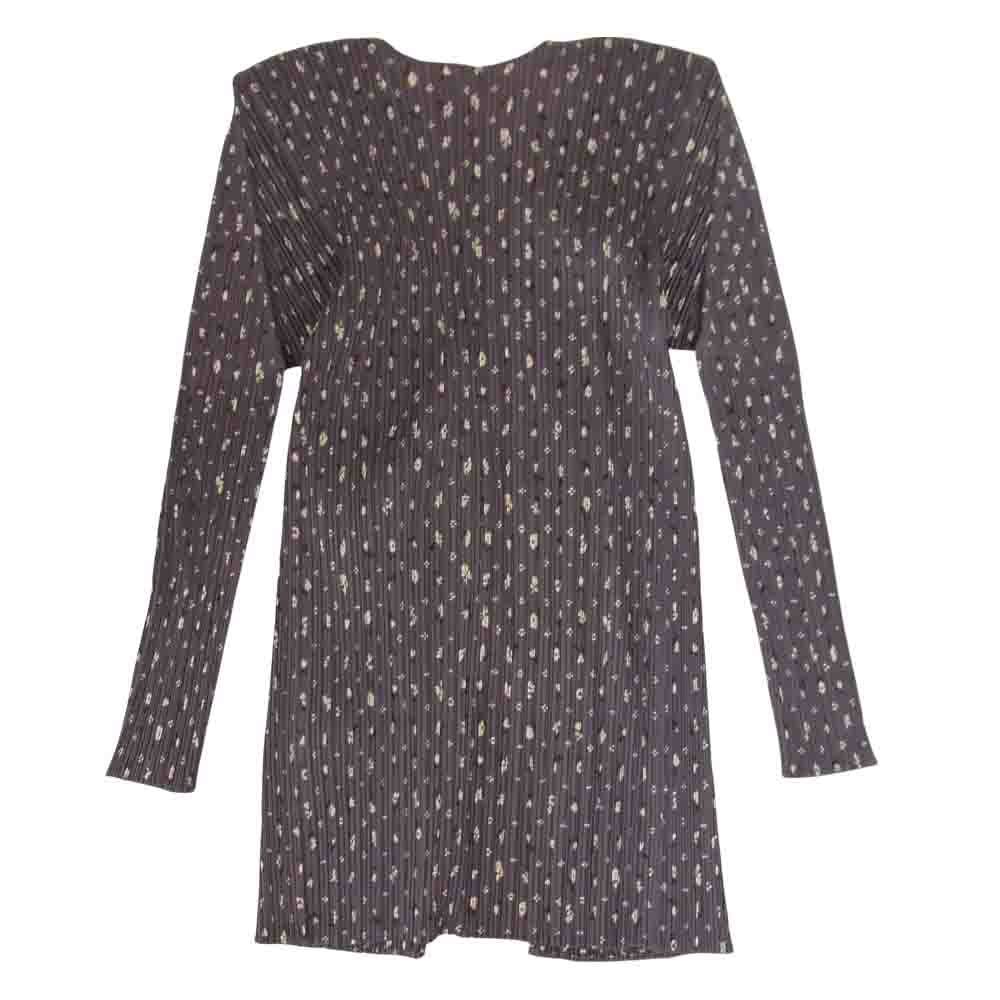 PLEATS PLEASE プリーツプリーズ イッセイミヤケ PP71-JO507 プリーツ加工 花柄 フラワー カーディガン グレー グレー系 3【美品】【中古】