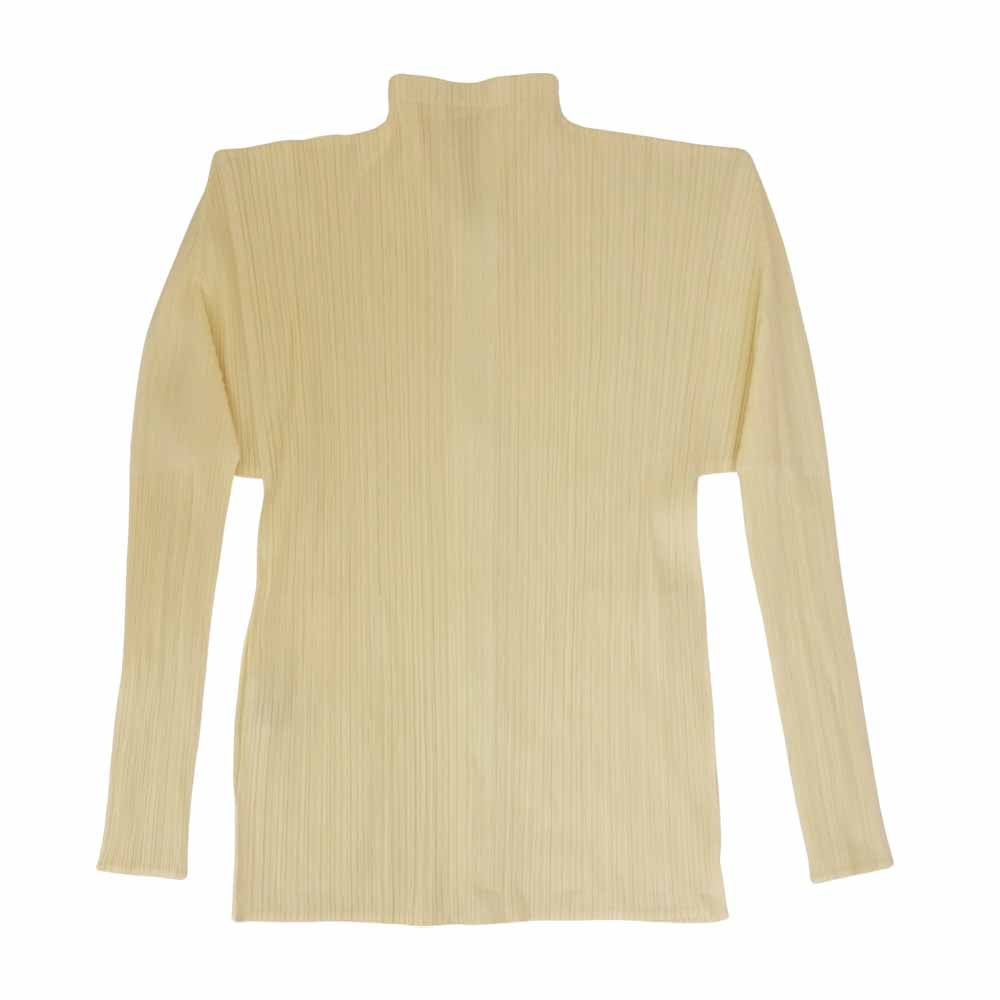 PLEATS PLEASE プリーツプリーズ イッセイミヤケ PP71-JD351  プリーツ加工 ボトルネック ジップアップ ジャケット 黄色 ベージュ系 3【美品】【中古】