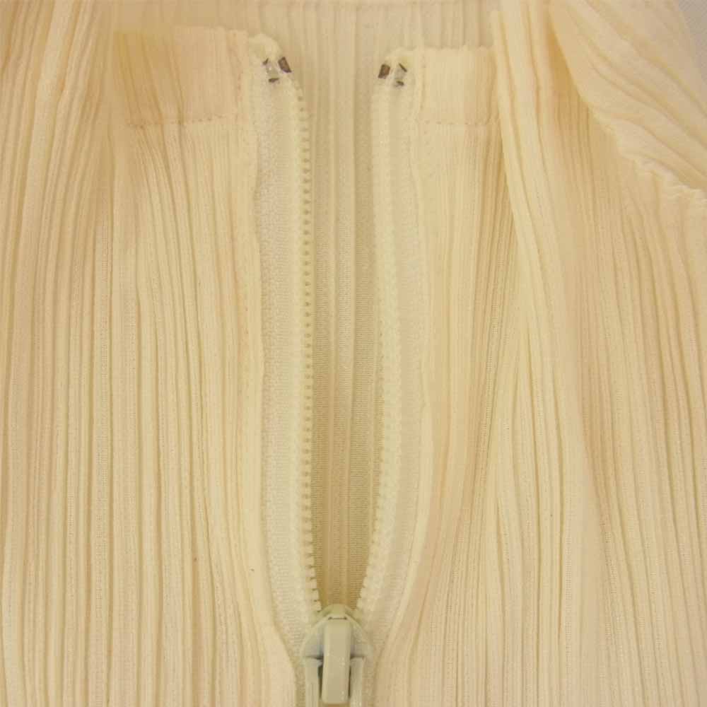 PLEATS PLEASE プリーツプリーズ イッセイミヤケ PP71-JD351  プリーツ加工 ボトルネック ジップアップ ジャケット 黄色 ベージュ系 3【美品】【中古】
