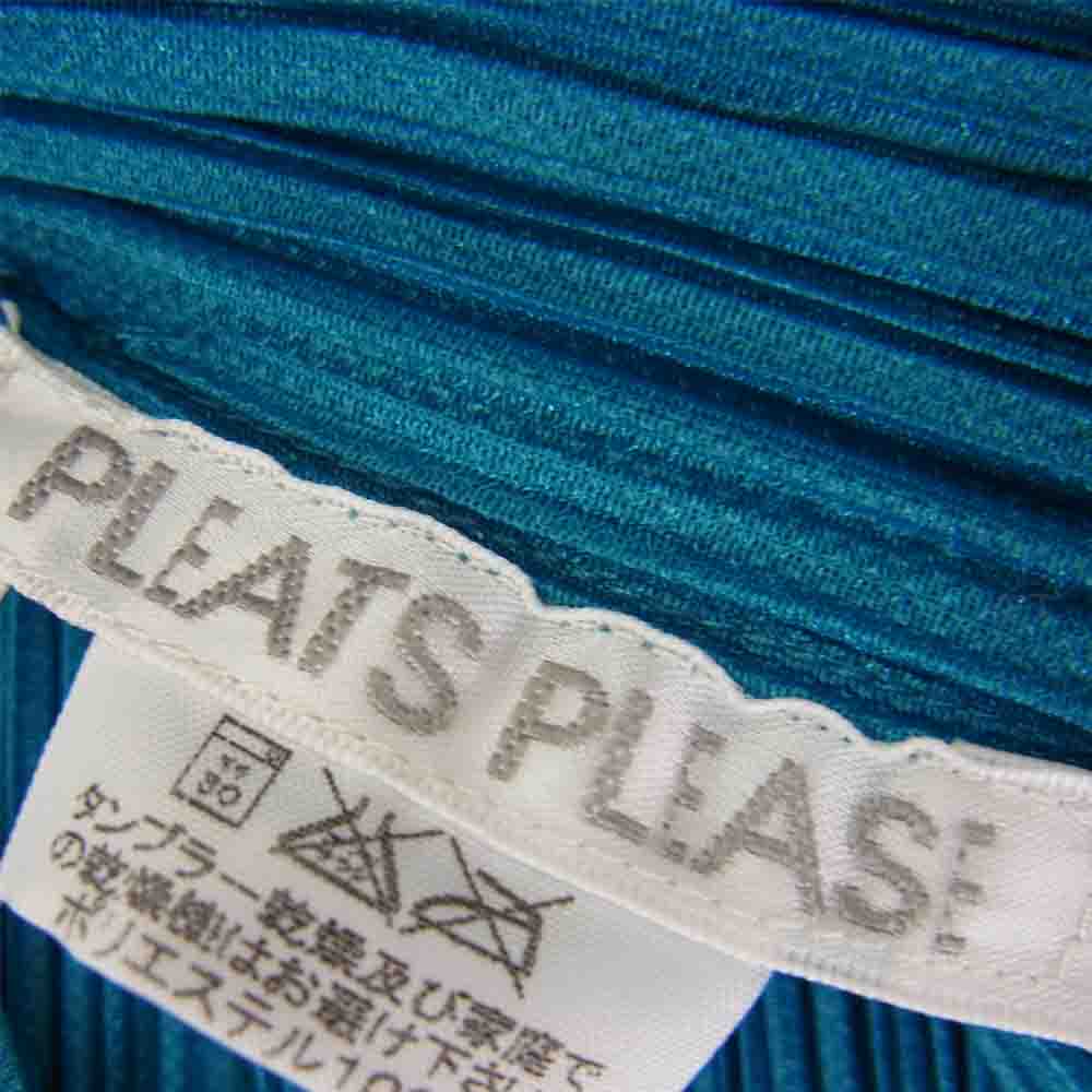 PLEATS PLEASE プリーツプリーズ イッセイミヤケ PP21-JD022 プリーツ加工 チャイナボタン ブラウス カーディガン ジャケット 青 グリーン系 3【美品】【中古】