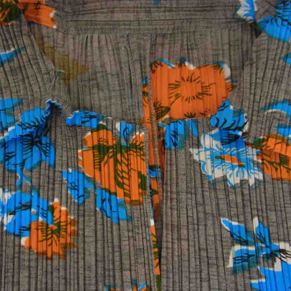 PLEATS PLEASE プリーツプリーズ イッセイミヤケ PP72-JK524 プリーツ加工 花柄 フラワー シャツ ブラウス 長袖 グレー×オレンジ×青 グレー系 3【美品】【中古】