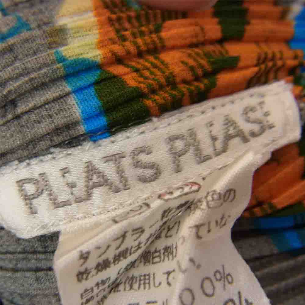 PLEATS PLEASE プリーツプリーズ イッセイミヤケ PP72-JK524 プリーツ加工 花柄 フラワー シャツ ブラウス 長袖 グレー×オレンジ×青 グレー系 3【美品】【中古】