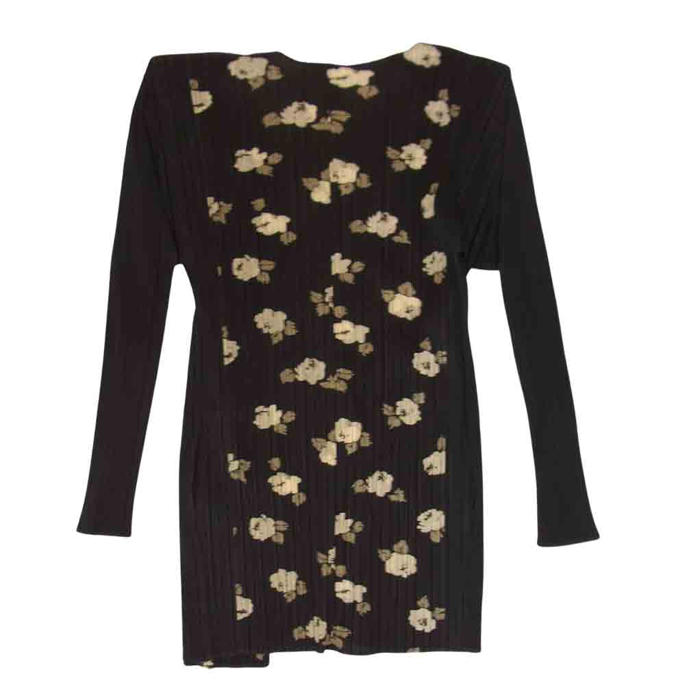 PLEATS PLEASE プリーツプリーズ イッセイミヤケ PP71-JO507 プリーツ加工 花柄 フラワー カーディガン 黒 ブラック系 3【美品】【中古】