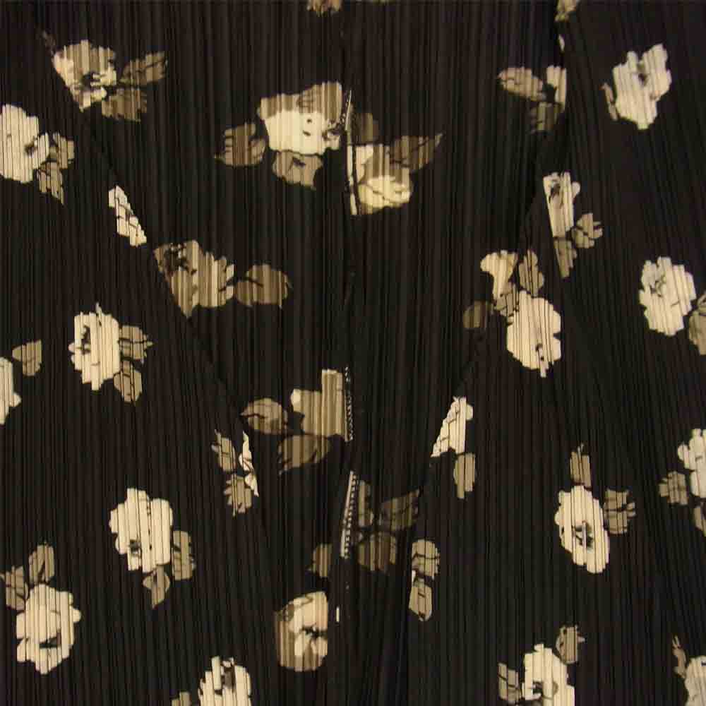 PLEATS PLEASE プリーツプリーズ イッセイミヤケ PP71-JO507 プリーツ加工 花柄 フラワー カーディガン 黒 ブラック系 3【美品】【中古】