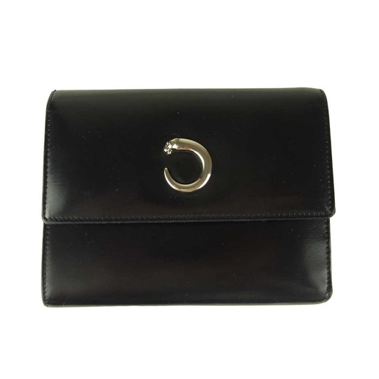CARTIER カルティエ パンラール 3つ折り 財布 ブラック系【中古】