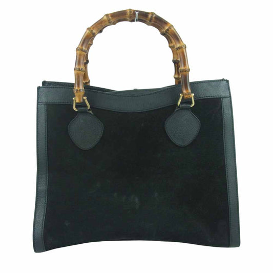 GUCCI グッチ 箱型 バンブー ハンド バッグ イタリア製 ブラック系【中古】