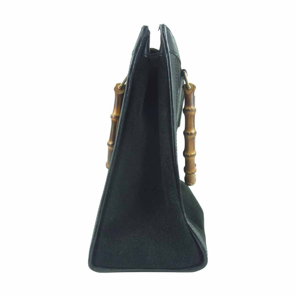 GUCCI グッチ 箱型 バンブー ハンド バッグ イタリア製 ブラック系【中古】
