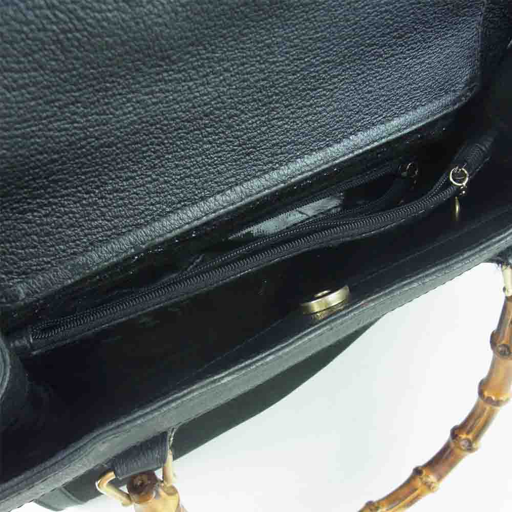 GUCCI グッチ 箱型 バンブー ハンド バッグ イタリア製 ブラック系【中古】