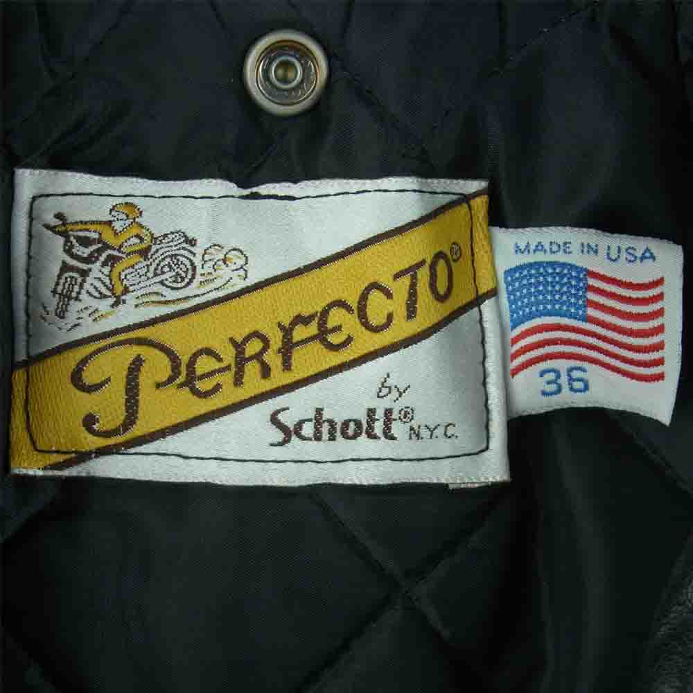 schott ショット 80s~90s バイカー パーフェクト タグ 618 レザー ダブル ライダース ジャケット ブラック系 36【中古】
