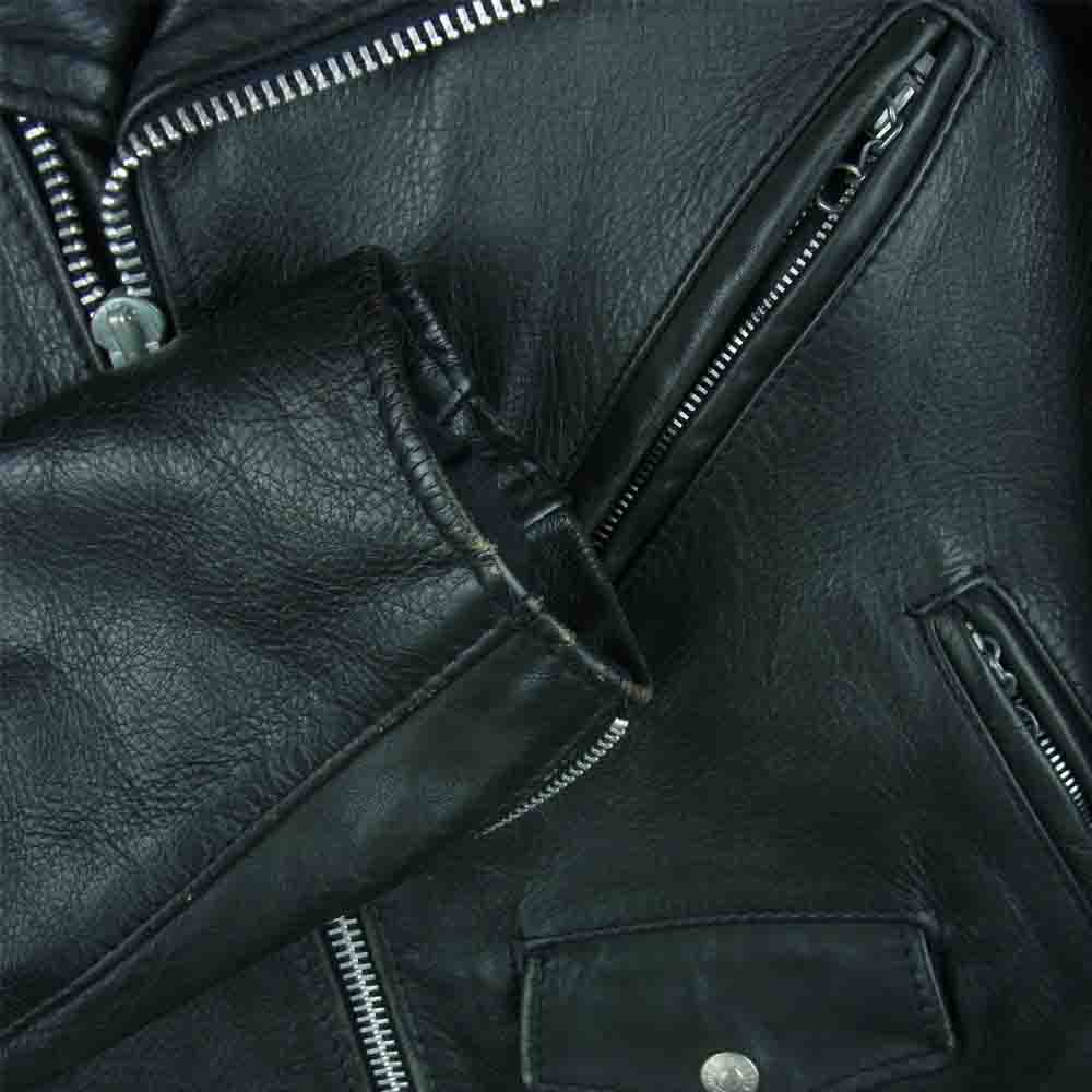 schott ショット 80s~90s バイカー パーフェクト タグ 618 レザー ダブル ライダース ジャケット ブラック系 36【中古】