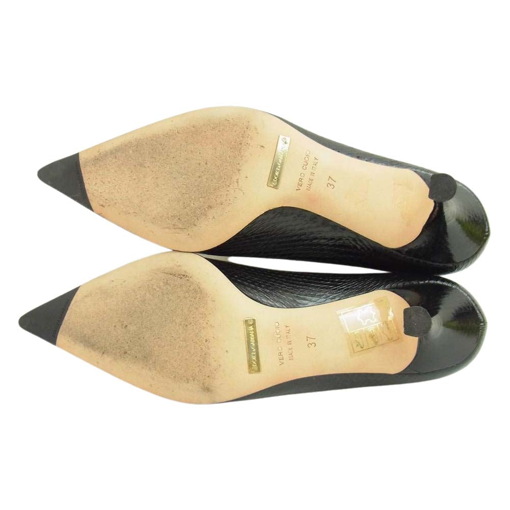 DOLCE&GABBANA ドルチェアンドガッバーナ 05p2swc-3335 国内正規品 型押し ヒール パンプス ブラック系 37【中古】